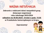 ZEBRANIE DOTYCZĄCE ORGANIZACJI ROKU SZKOLNEGO 2023/2024